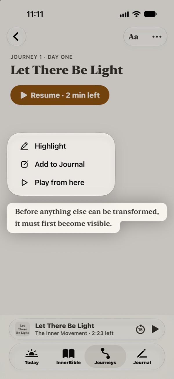 Press and hold a sentence to highlight it